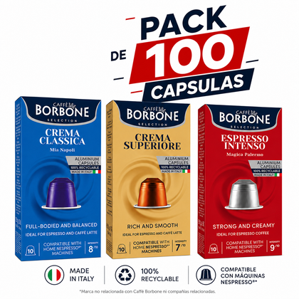 PACK 100 Capsulas Borbone - Compatible Nespresso®